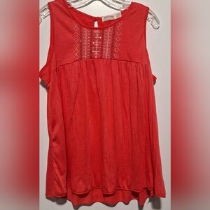 FADED GLORY RED SMOCKED EMBELLISHED TANK TOP
